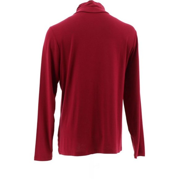 NWT BROOKE SHIELDS TIMELESS LONG SLEEVE CINCHED MOCK NECK KNIT TOP BERRY XS - Picture 3 of 8